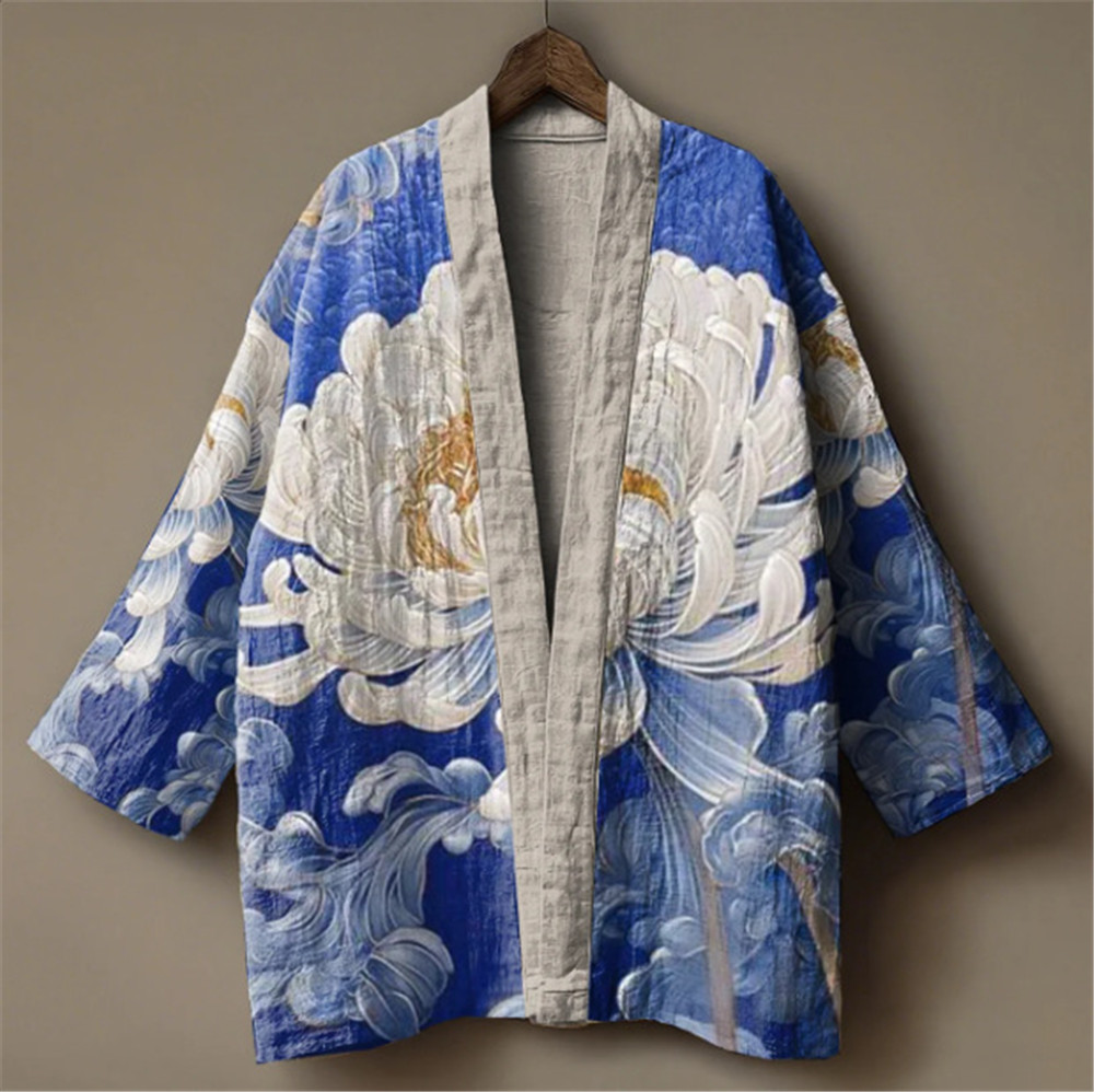 Demon Slayer Haori - Kimono japonais imprimé grue pour hommes