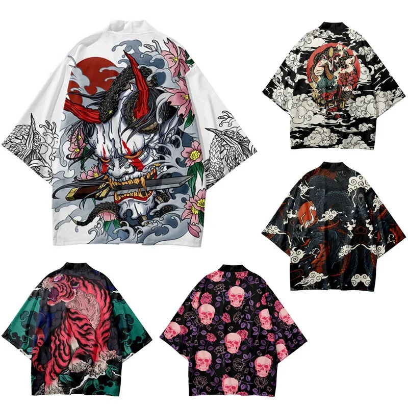 Asian Cosplay Anime - Cardigan d'été imprimé tigre démon pour