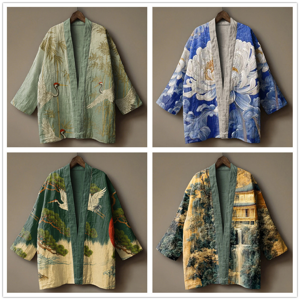 Kimono japonais imprimé grue p - Demon Slayer Haori avis et prix