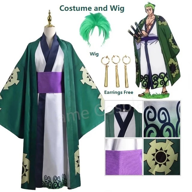 Vert Roronoa Zoro Kimono Cospl - Anime Cosplay One Piece avis et prix